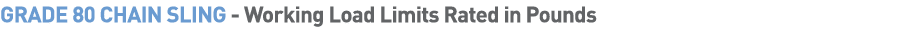 GRADE 80 CHAIN SLING - Working Load Limits Rated in Pounds 