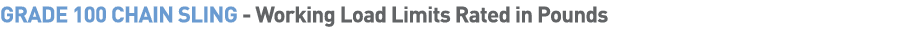 GRADE 100 CHAIN SLING - Working Load Limits Rated in Pounds 