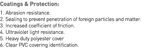 Coatings & Protection: 1  Abrasion resistance  2    Sealing to prevent penetration of foreign particles and matter  3   