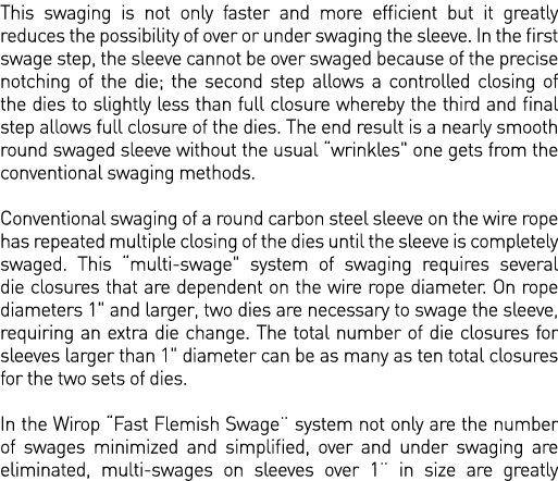 This swaging is not only faster and more efficient but it greatly reduces the possibility of over or under swaging th   