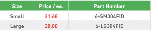 Size,Price   ea ,Part Number,Small,21 68,6-SM304FID,Large,28 00,6-LG304FID
