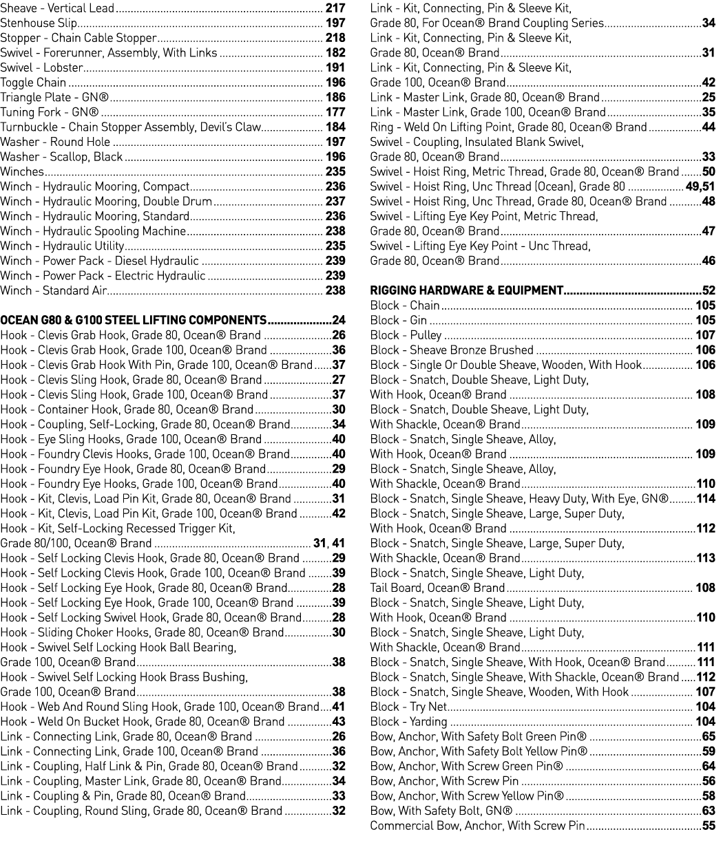Sheave - Vertical Lead 217 Stenhouse Slip 197 Stopper - Chain Cable Stopper 218 Swivel - Forerunner, Assembly, With L   