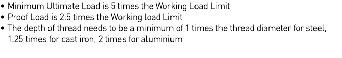   Minimum Ultimate Load is 5 times the Working Load Limit   Proof Load is 2 5 times the Working load Limit   The dept   
