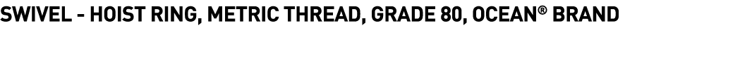 Swivel -  Hoist Ring, Metric Thread, Grade 80, OCEAN  Brand
