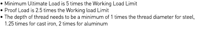   Minimum Ultimate Load is 5 times the Working Load Limit   Proof Load is 2 5 times the Working load Limit   The dept   