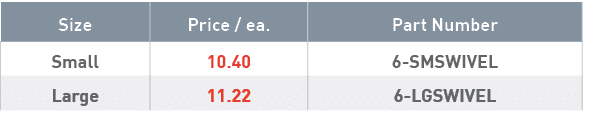Size,Price   ea ,Part Number,Small,10 40,6-SMSWIVEL,Large,11 22,6-LGSWIVEL